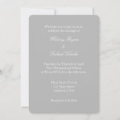Gris Gris Blanc Plat Simple Faire-part de mariage (Devant)