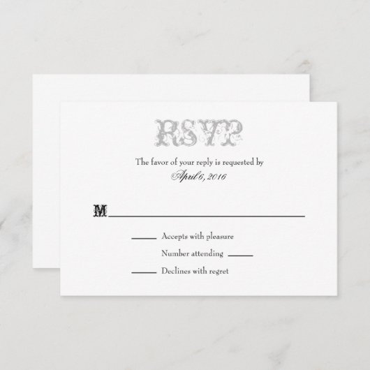 Gris Gris Blanc Plat Simple Mariage Cartes RSVP (Devant / Derrière)