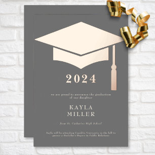 Gris gris blanc Rose or Casquette Grad Faire-part