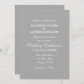Gris Gris clair Faire-part de mariage simple (Devant / Derrière)