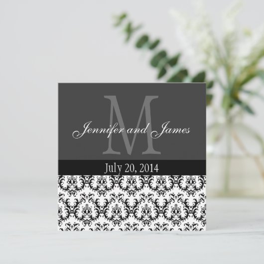 Gris gris de faire-part de mariage de monogramme (Debout devant)