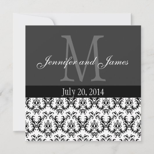 Gris gris de faire-part de mariage de monogramme (Devant)