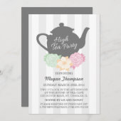 Gris Gris et théière haute invitation thé (Devant / Derrière)