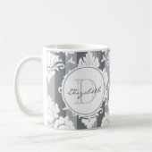 Gris Gris Frappe Damas Monogramme Mug (Gauche)