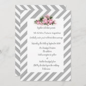 Gris Gris Gris rose fleur invitation mariage nouve (Devant / Derrière)