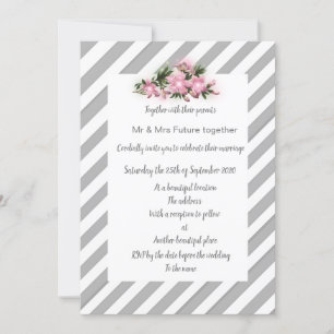 Gris Gris Gris rose fleur invitation mariage nouve