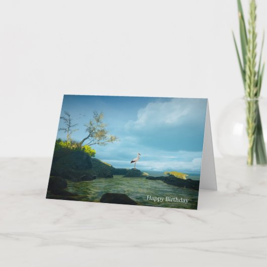 Gris Heron image pour carte de voeux d'anniversair (Devant)