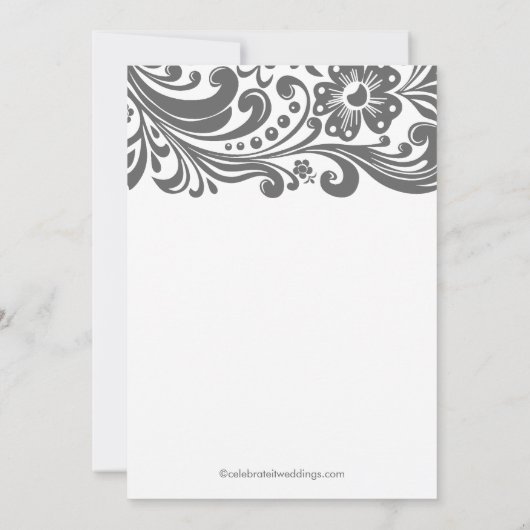 Gris Imprimer florale Fiançailles Invitations (Dos)