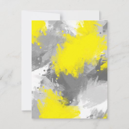 Gris Jaune Abstrait Brushstrokies Invitation (Dos)