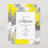 Gris Jaune Abstrait Brushstrokies Invitation (Devant / Derrière)