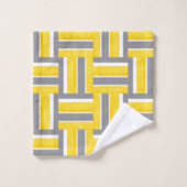 Gris Jaune Blocs Blancs Motif moderne (Gant de toilette)