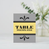 Gris/Jaune Fancy Art Déco Numéro de table Carte po (Debout devant)