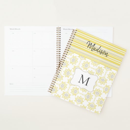 Gris Jaune Gris Gris Abee Monogramme tendance (Devant avec enveloppe)