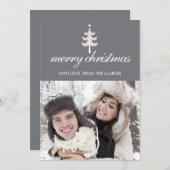 Gris Joyeux Noël Photo Cartes plates avec arbre (Devant / Derrière)