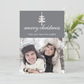 Gris Joyeux Noël Photo Cartes plates avec arbre (Debout devant)
