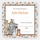 Gris Jungle Animaux Réserver Plaque étiquette (Devant)