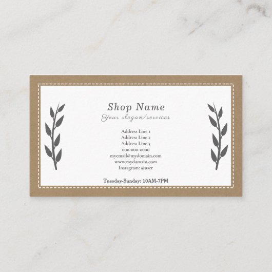 Gris, Kraft et Carte de visite rustique (Dos)