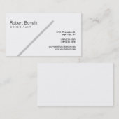 Gris Ligne Noir Blanc Consultant Carte de visite (Devant / Derrière)