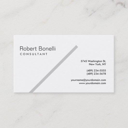 Gris Ligne Noir Blanc Consultant Carte de visite (Devant)