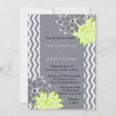 Gris Lime Vert Chevron Faire-part de mariage Flora (Devant)