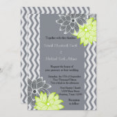 Gris Lime Vert Chevron Faire-part de mariage Flora (Devant / Derrière)