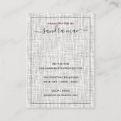 Gris lin blanc Texture Look Bijoux Carte d'afficha (Dos)