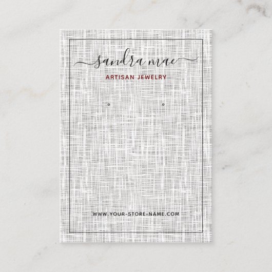 Gris lin blanc Texture Look Bijoux Carte d'afficha (Devant)