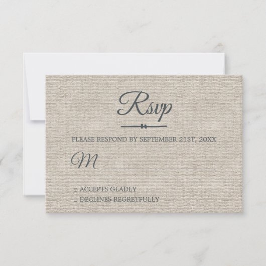 Gris Lin Chic Script Mariage Carte RSVP (Devant)