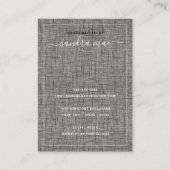 Gris Lin noir Texture Look Bijoux Carte d'affichag (Dos)