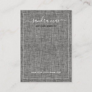 Gris Lin noir Texture Look Bijoux Carte d'affichag
