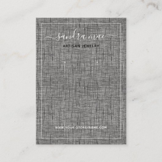 Gris Lin noir Texture Look Bijoux Carte d'affichag (Devant)