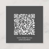 Gris | Logo | Carte de visite de Carré de code QR (Dos)