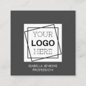 Gris | Logo | Carte de visite de Carré de code QR (Devant)