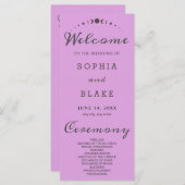 Gris Lune Phases Plum Purple Wedding Programme (Devant / Derrière)