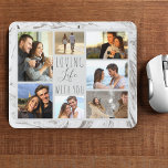Gris Marbre 7 Photo Collage - Love Life with You<br><div class="desc">Panier de souris de collage photo moderne que vous pouvez personnaliser avec 7 de vos photos préférées. Le modèle est configuré pour vous permettre d'ajouter vos photos, en travaillant dans le sens des aiguilles d'une montre en haut à gauche. Vos photos sont mises contre un marbre d'aquarelle design en gris...</div>