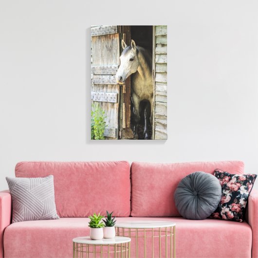 Gris Mare Horse & Grange toile rustique Imprimer (Insitu(Salon))