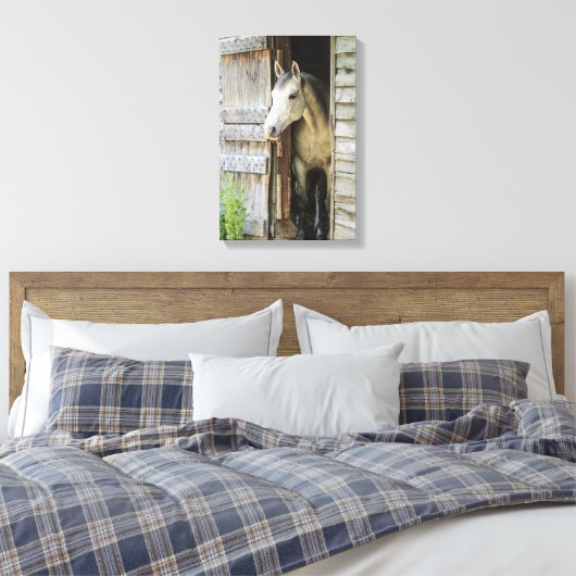 Gris Mare Horse & Grange toile rustique Imprimer (Insitu(Chambre))