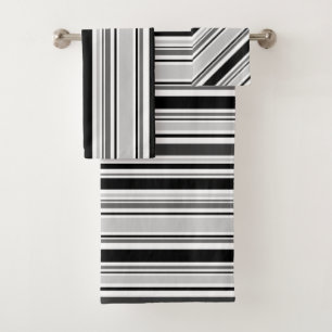 Gris mélangé moderne, noir, ensemble de serviett