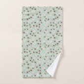 Gris, menthe et doux brun floral (Serviette à main)