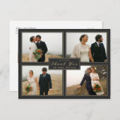 Gris Merci Mariage Collage 4 Photo Carte postale (Devant / Derrière)