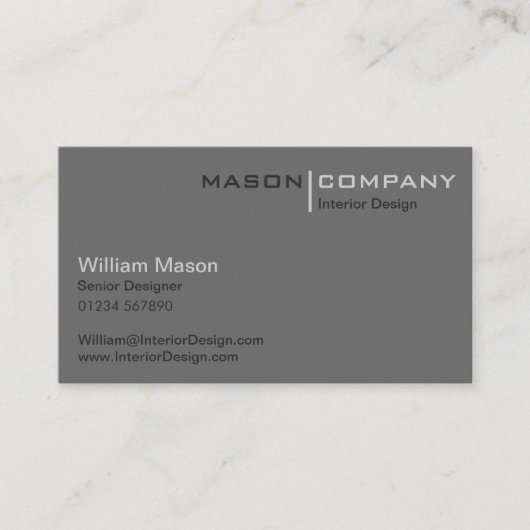 Gris minimaliste Carte de visite d'entreprise (Devant)