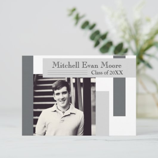 Gris moderne - 3x5 Faire-part de graduation (Debout devant)