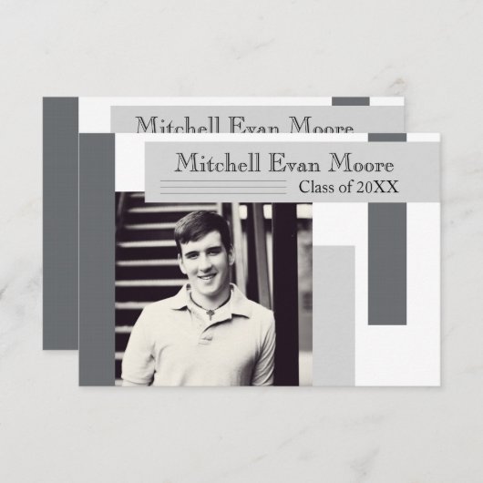 Gris moderne - 3x5 Faire-part de graduation (Devant / Derrière)
