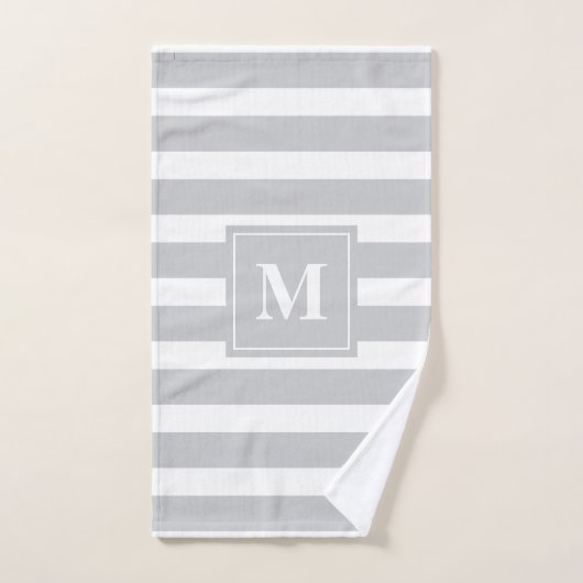 Gris moderne avec serviettes de bain Monogram (Serviette à main)
