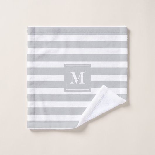 Gris moderne avec serviettes de bain Monogram (Gant de toilette)