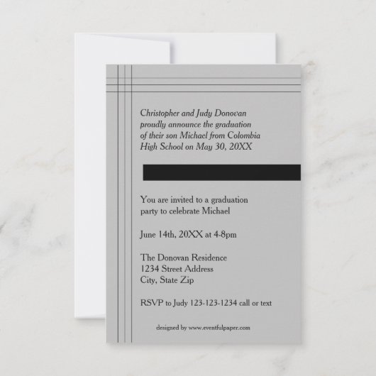 Gris moderne de rayures - faire-part de (Dos)