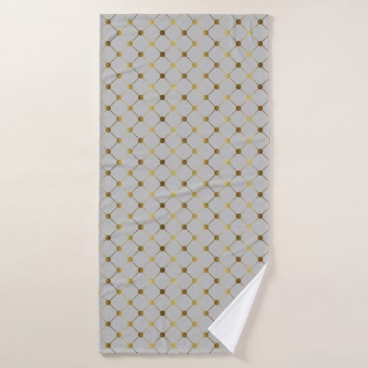Gris moderne et grille de points or (Serviette de bain)
