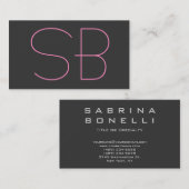 Gris moderne Monogramme Carte de visite standard (Devant / Derrière)