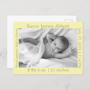 Gris moderne sur Faire-part bébé jaune pastel