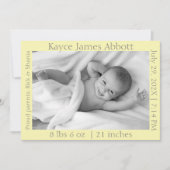 Gris moderne sur Faire-part bébé jaune pastel (Devant)